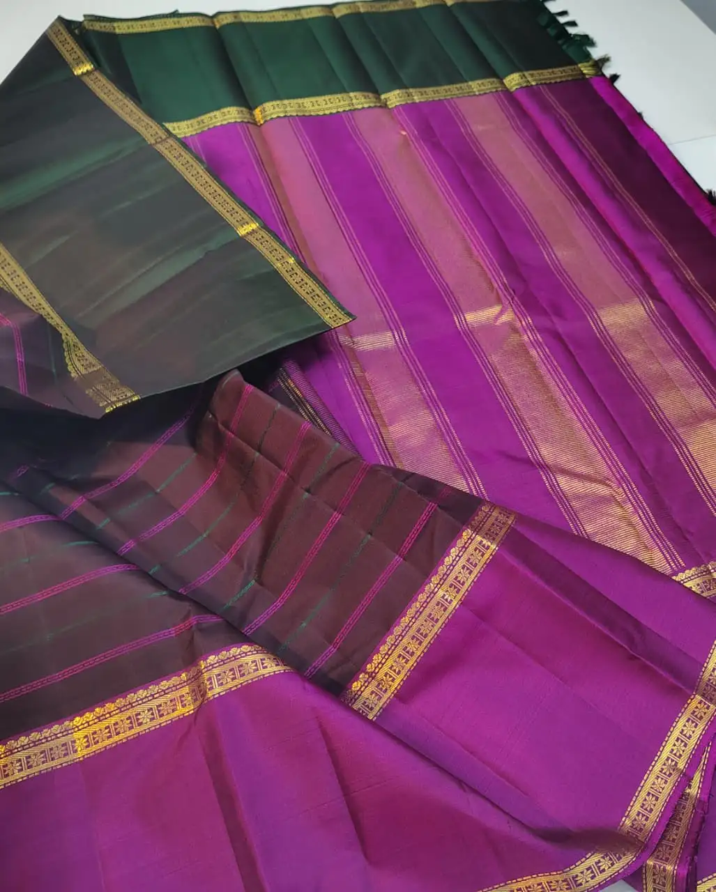 Emerald Magenta Ganga Jamuna Kanchipuram Silk Saree